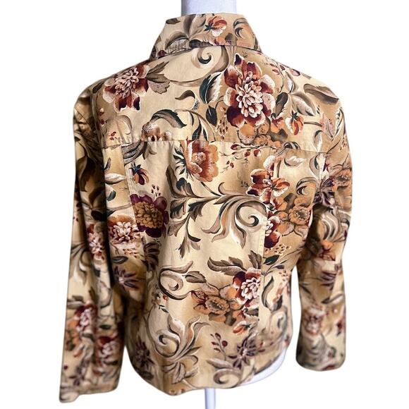 Coldwater Creek Fall Floral Print Cotton Jacket Petite Size Medium - Picture 4 of 6